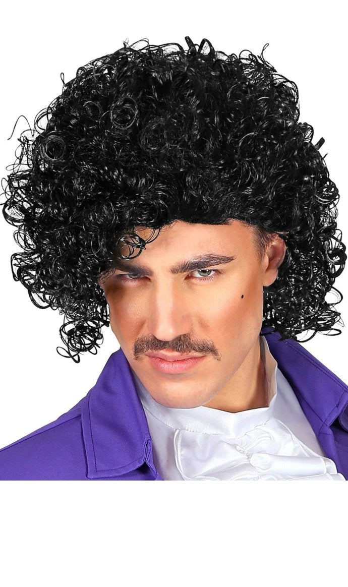 Peruca Preta Encaracolada de Prince