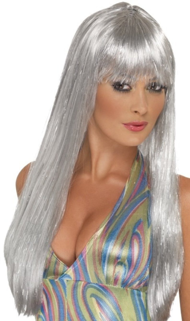 Peruca Prateada com Glitter