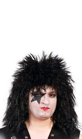 Peruca de Estrela de Rock Preta