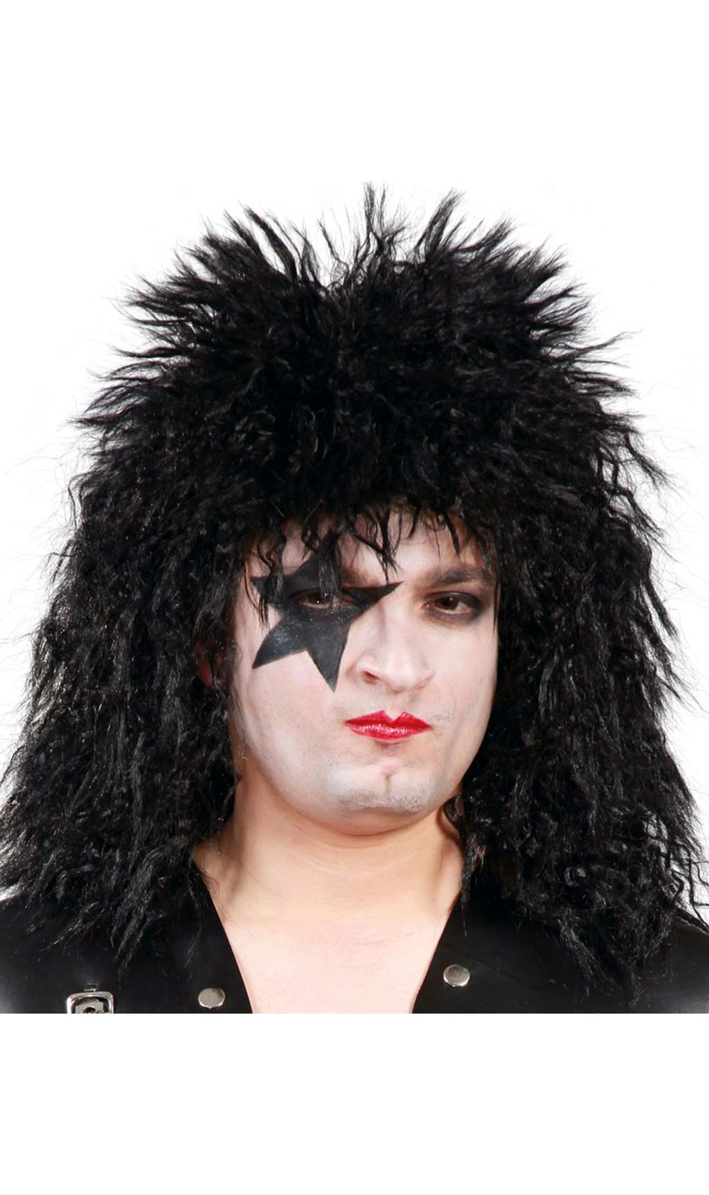 Peruca de Estrela de Rock Preta