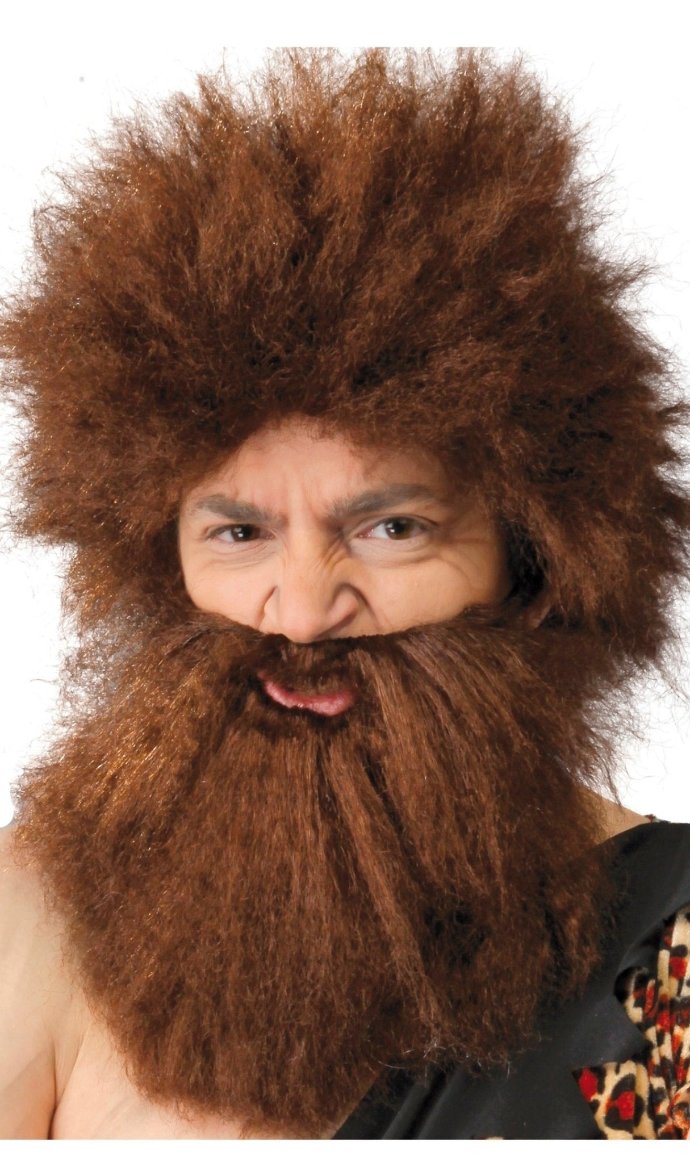 Peruca e Barba de Homem das Cavernas Selvagem