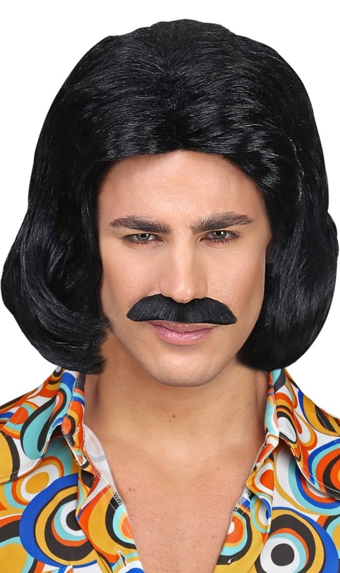 Peruca e Bigode de Dandy Preto