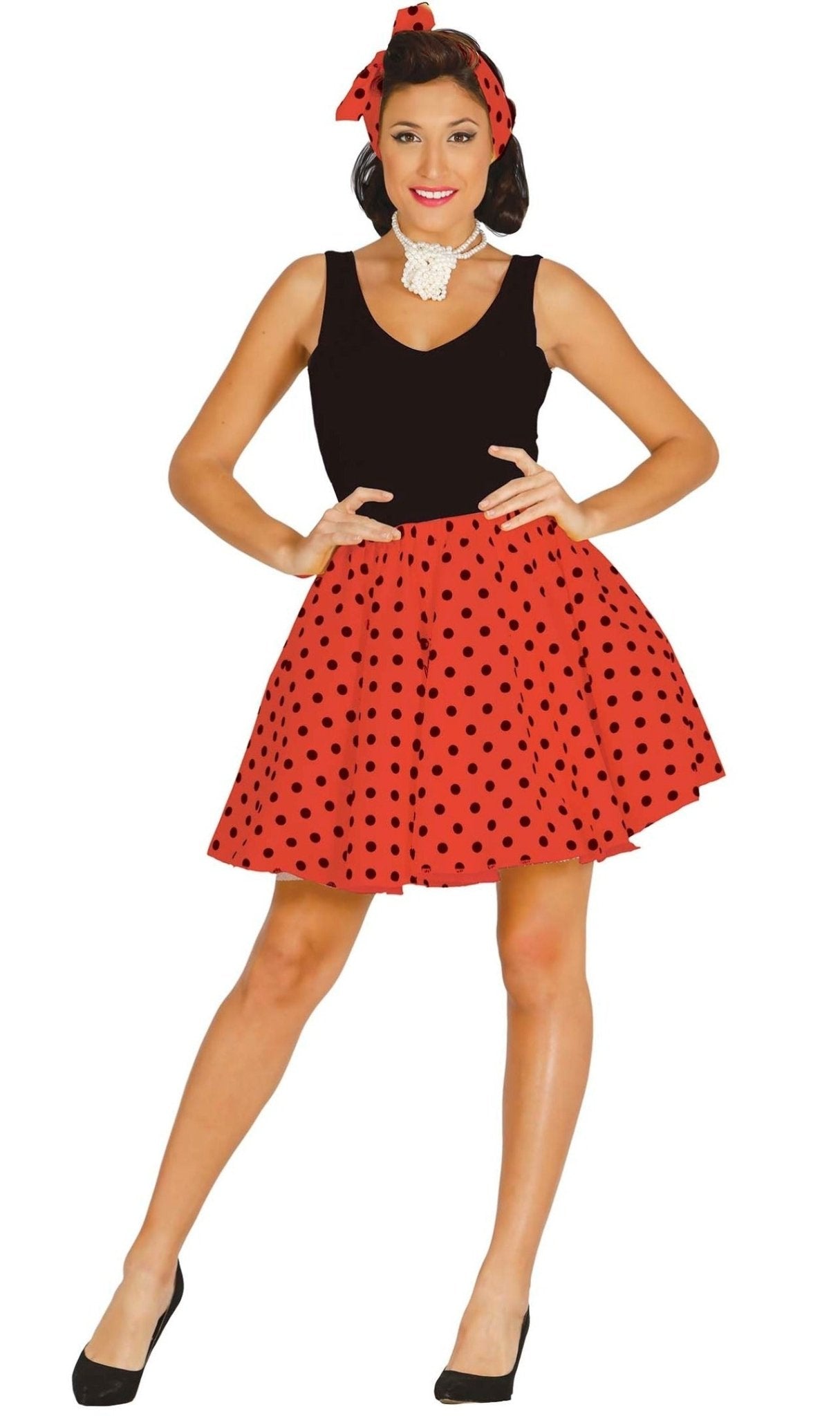 Kit dos Anos 50 bolinhas vermelho e preto