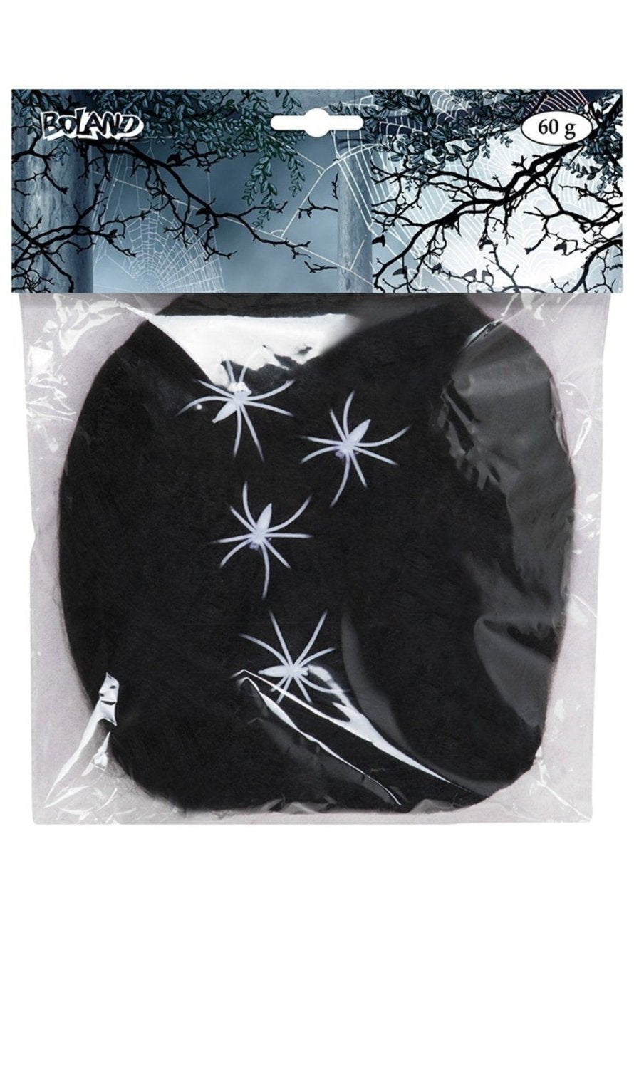 Teia de Aranha Preta 60gr com 4 Aranhas