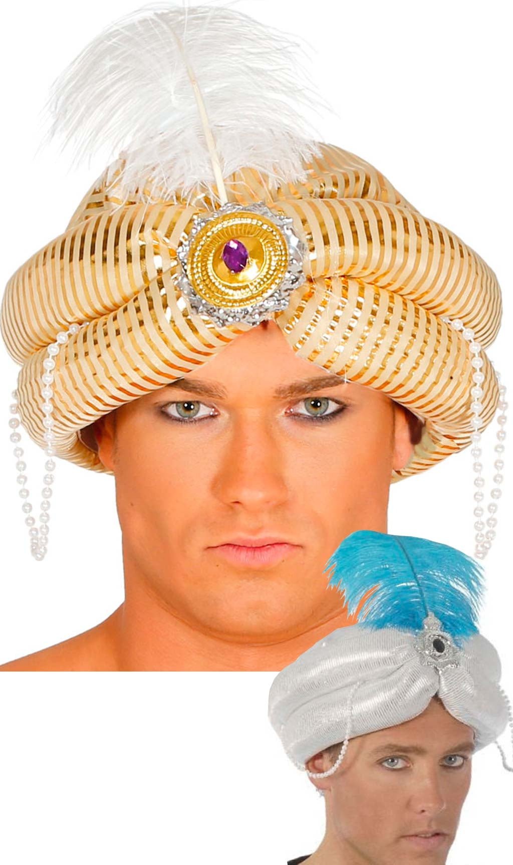 Turbante de Árabe Colorido com Pérolas