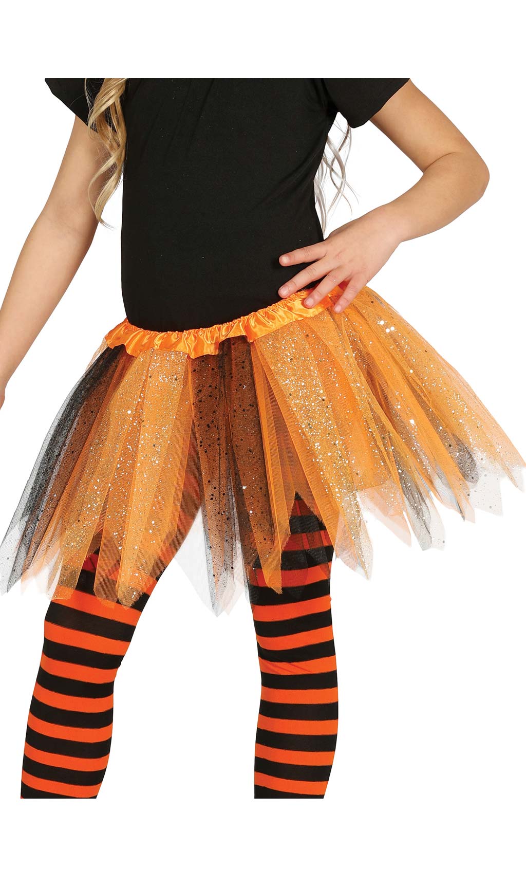 Tutu Laranja e Preto Brilhante para criança