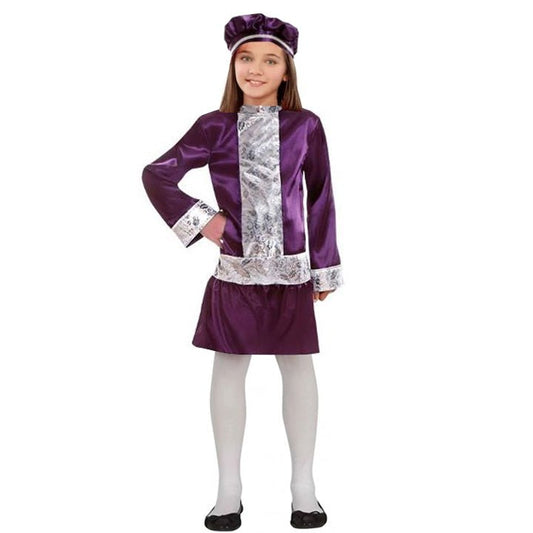 Fato de Pajem com Gorro Roxo para menina