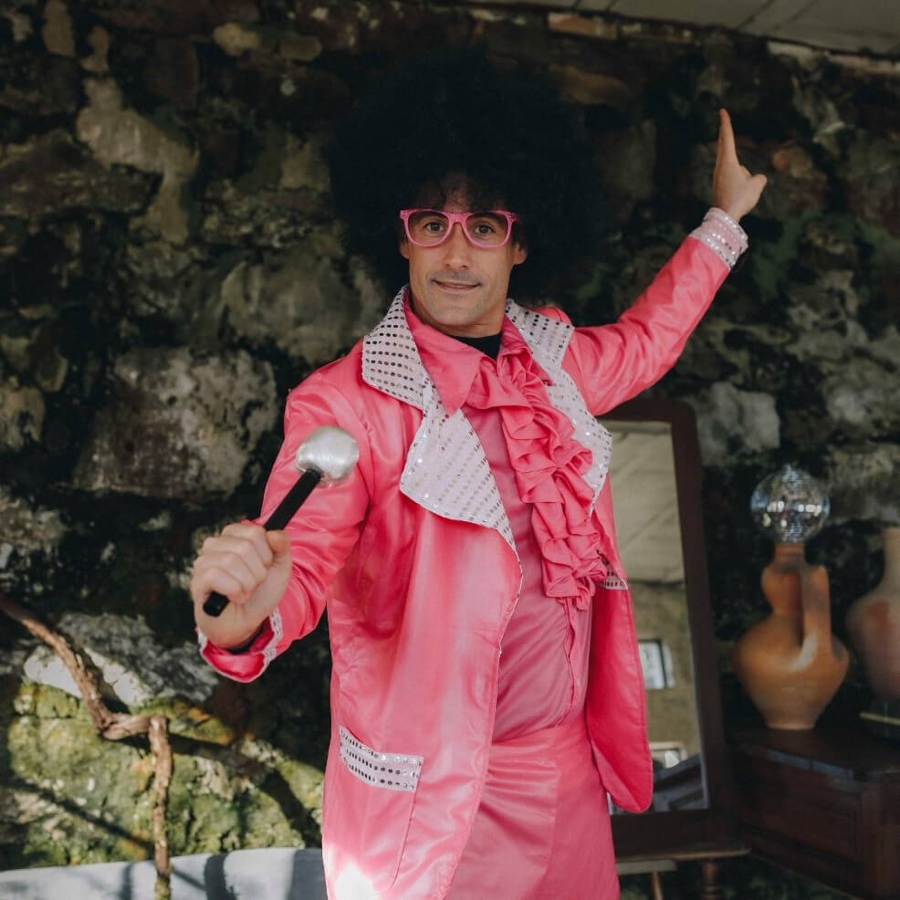 Fato de Disco Rosa para homem