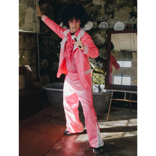 Fato de Disco Rosa para homem