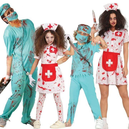 Fatos de grupo de Médicos e Enfermeiros Zombies