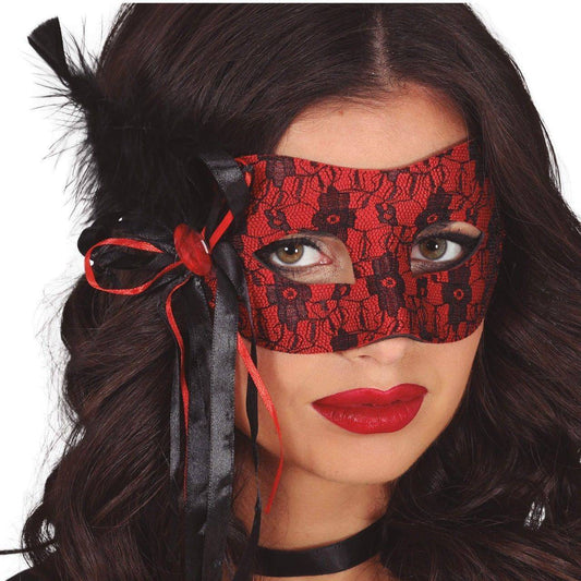 Antifaz Vermelho com Pluma