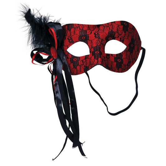 Antifaz Vermelho com Pluma