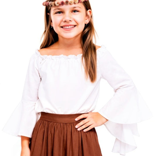 Blusa Medieval com Folhos infantil