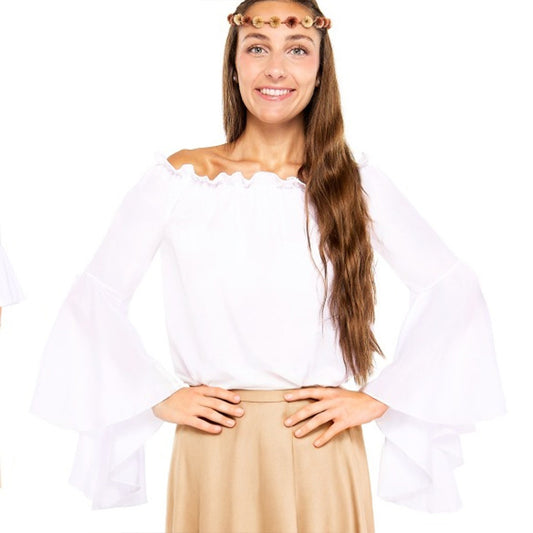 Blusa Medieval com Folhos para mulher