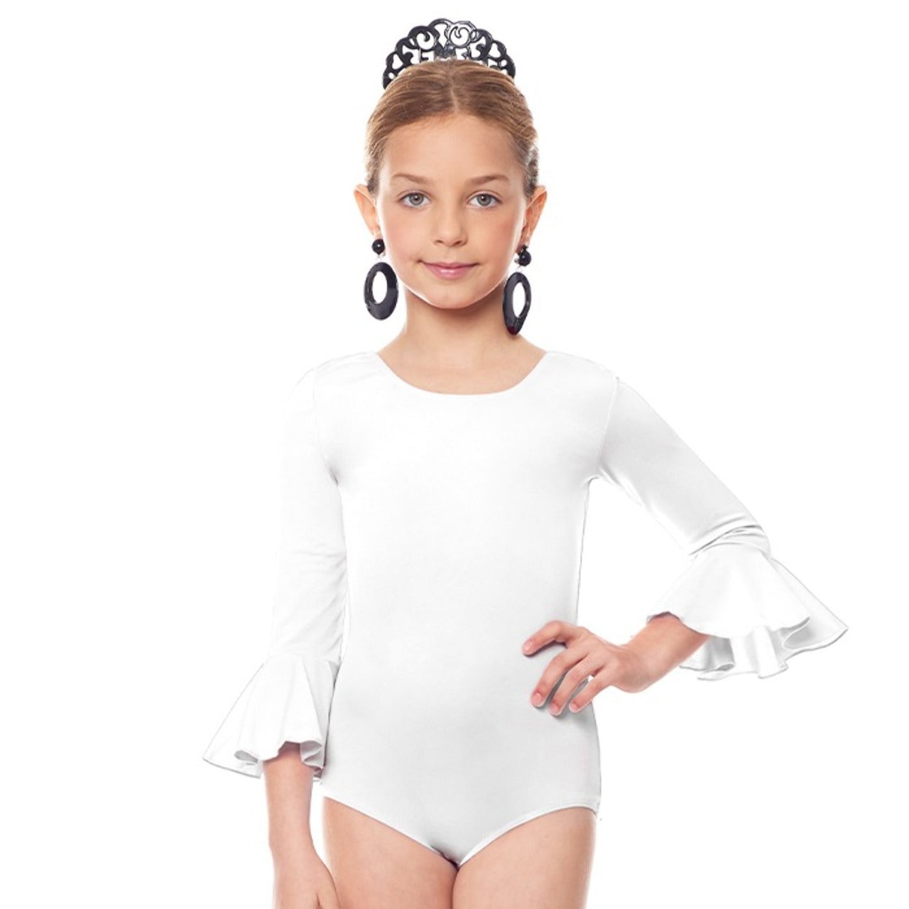 Body Flamenco Branco para criança