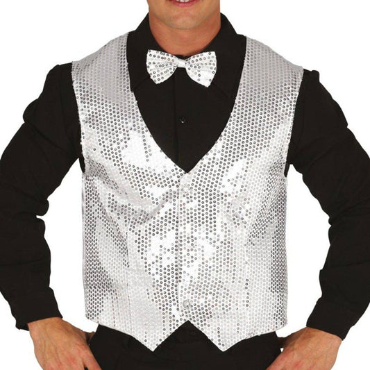 Colete de Lantejoulas Prateado adulto