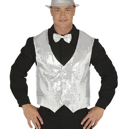 Colete de Lantejoulas Prateado adulto