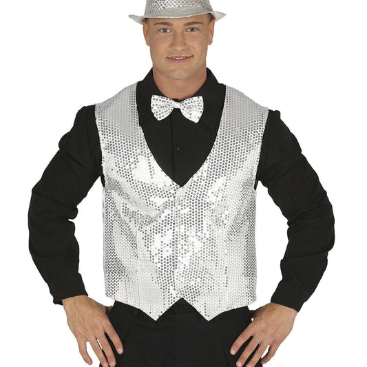 Colete de Lantejoulas Prateado adulto