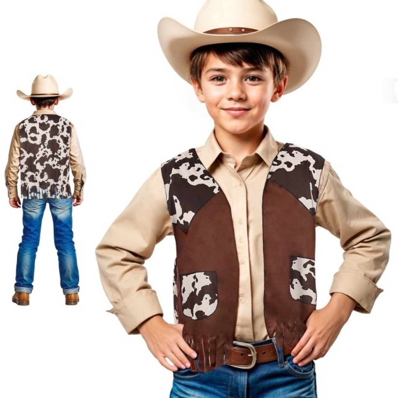 Colete de Cowboy Castanho infantil