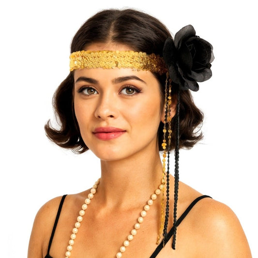 Cinta de Charleston Preta Franjas