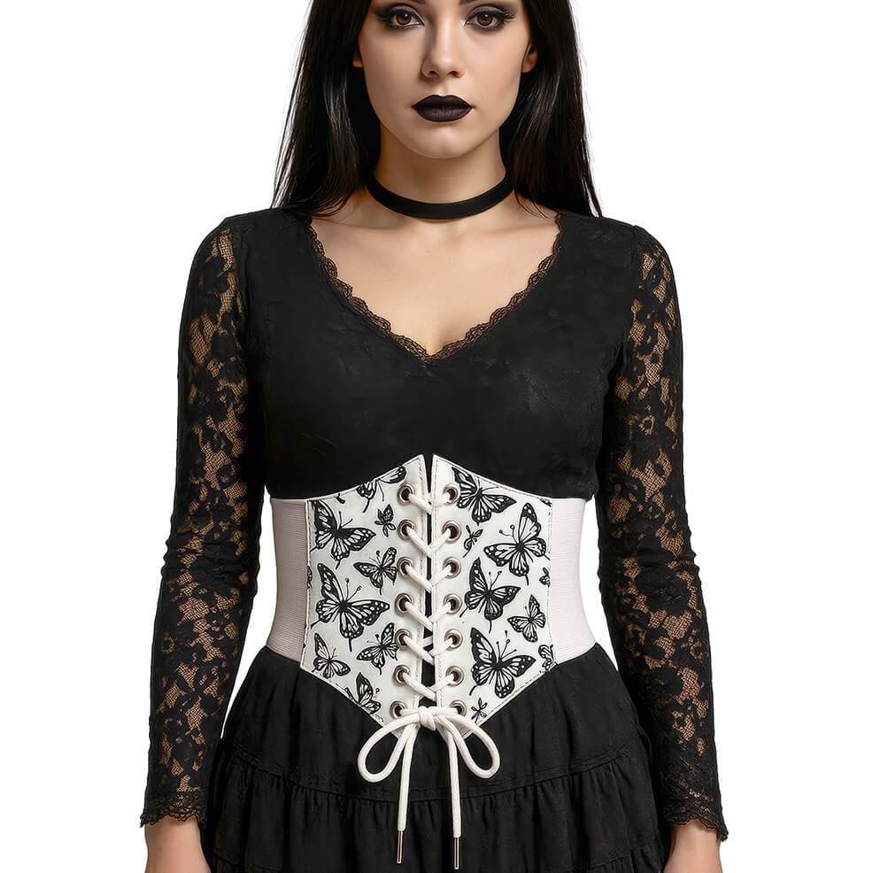 Corset Branco com Borboletas
