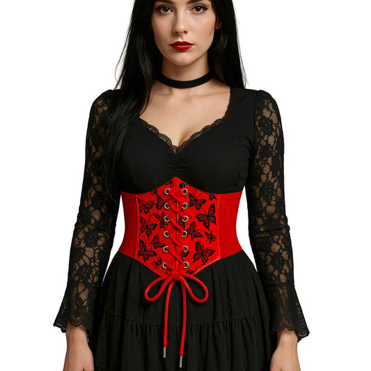 Corset Vermelho com Borboletas