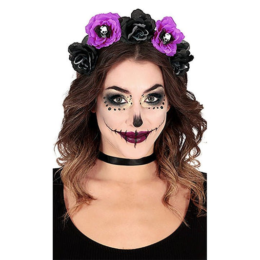 Bandolete Catrina Flores Rosa e Preto