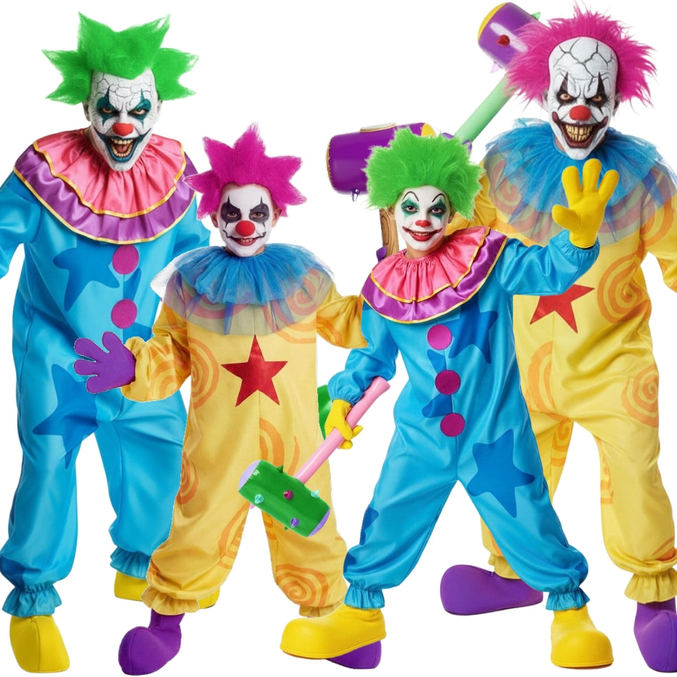 Fatos de grupo de palhaços assassinos coloridos