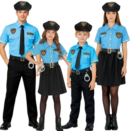 Fatos de grupo de agentes da polícia de azul