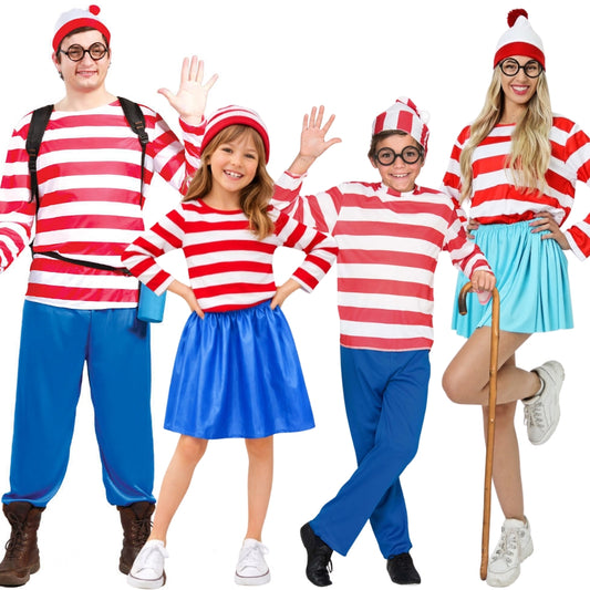 Fatos de grupo Wally às riscas
