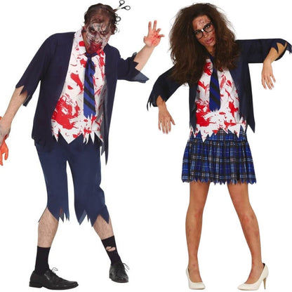 Fatos para Casal de Colegiais Zombies Azuis 