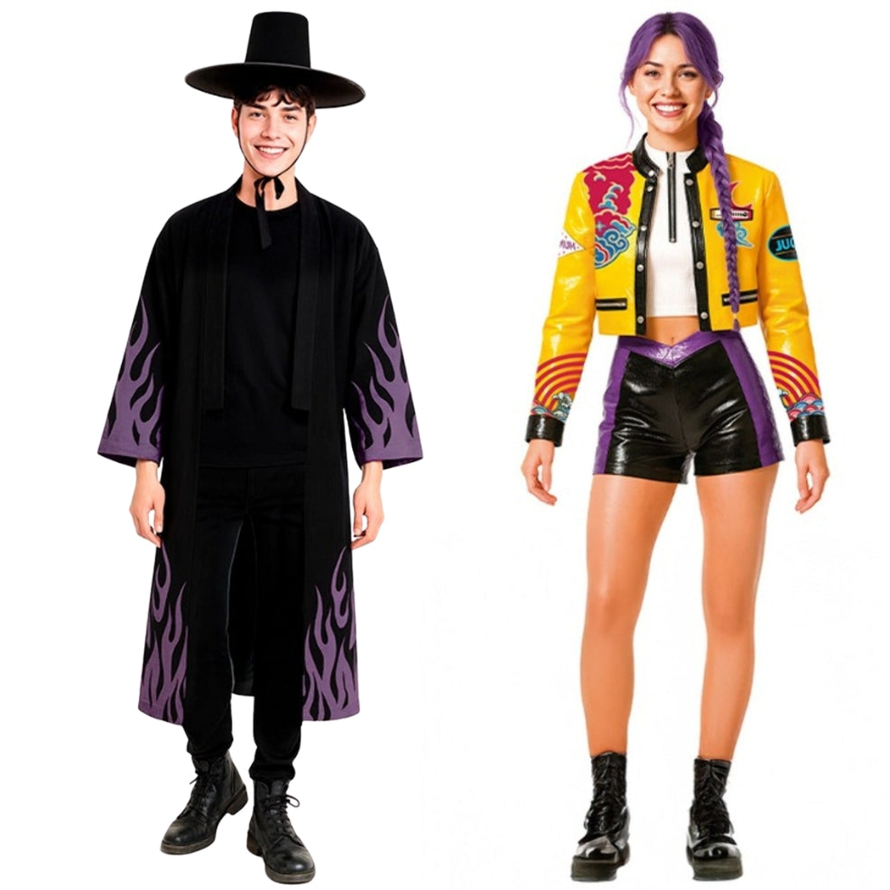 Fatos de casal de K-Pop Rumi e Jinu Hunters