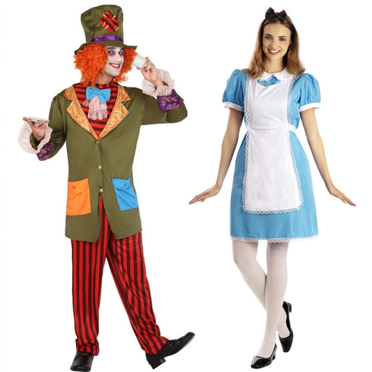 Fatos de casal de Alice e Chapeleiro