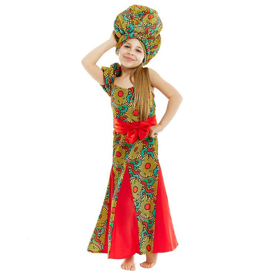 Fato de turbante africano para menina