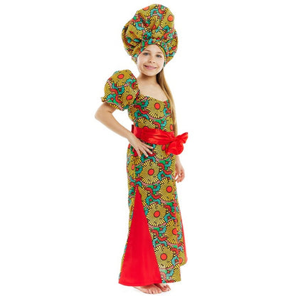 Fato de turbante africano para menina