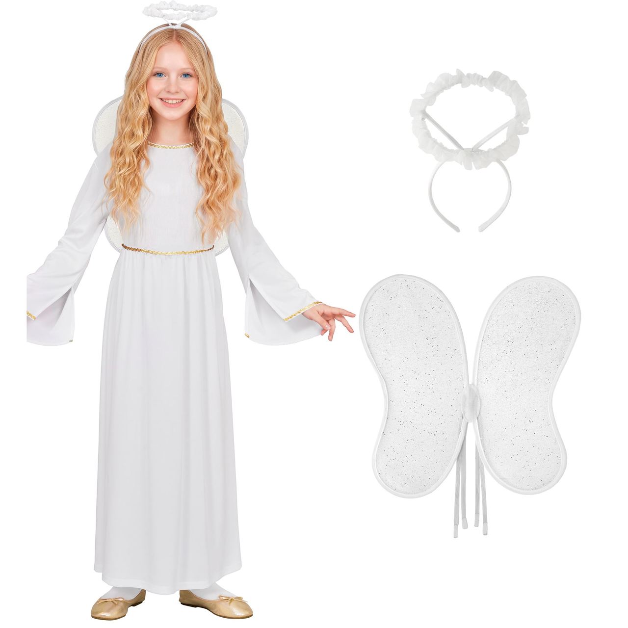 Fato de Anjo de Natal infantil
