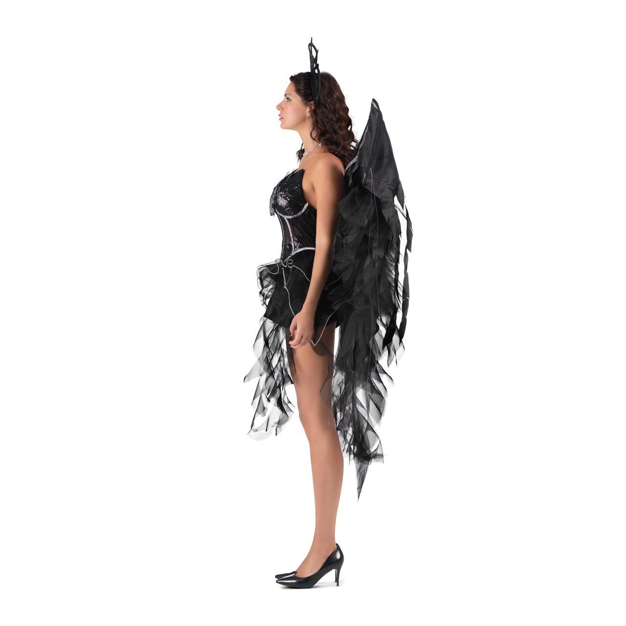 Fato de Anjo Negro Deluxe para Mulher