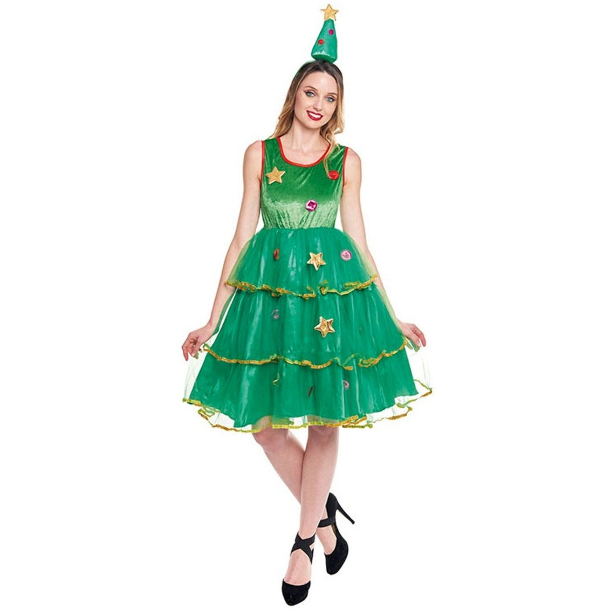 Fato de Árvore de Natal Verde para mulher
