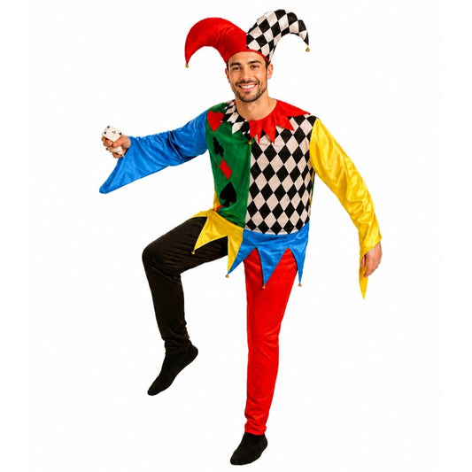 Fato de Arlequim Poker para adulto