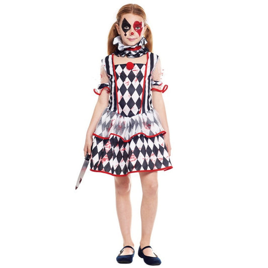 Fato de Arlequim Sangrento Losangos para menina