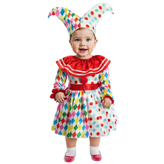 Fato de Arlequim Vestido Bolinhas para bebé