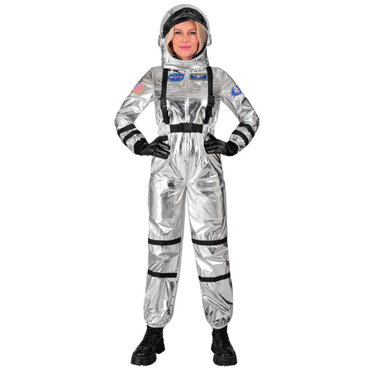 Fato de Astronauta Space Prateado para mulher