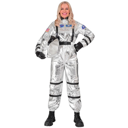 Fato de Astronauta Space Prateado para mulher