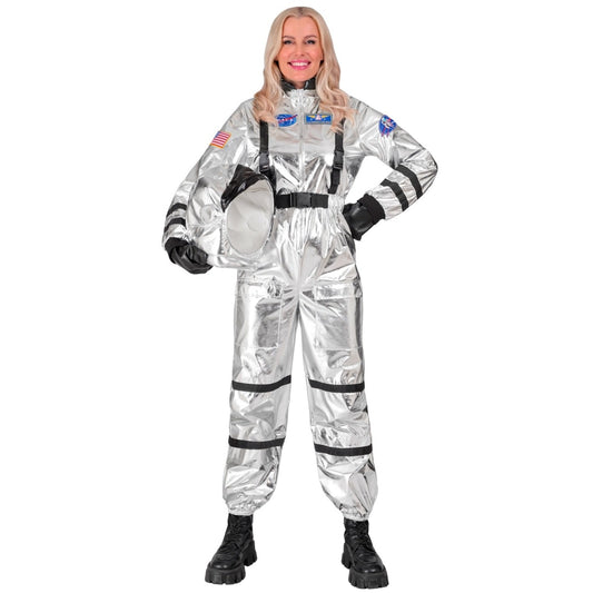 Fato de Astronauta Space Prateado para mulher