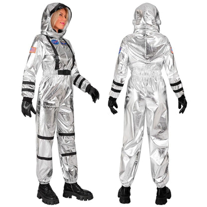 Fato de Astronauta Space Prateado para mulher