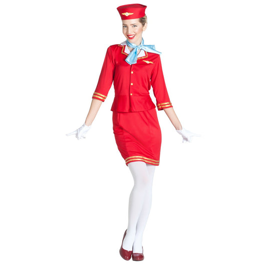 Fato de Hospedeira de Bordo Vermelho para mulher