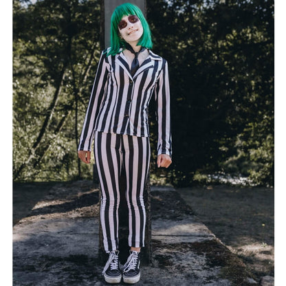 Fato de Beetlejuice com Riscas para senhora