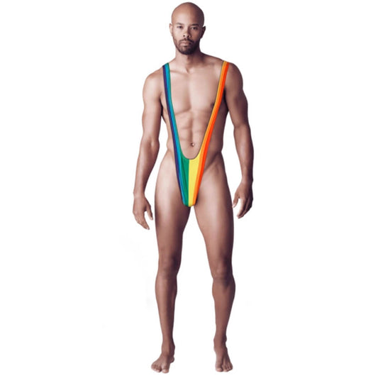 Fato de Borat Mankini Arco-Íris para adulto