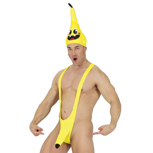 Fato de Borat Mankini Banana para adulto