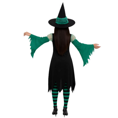 Fato de Bruxa Esmeralda Verde para mulher